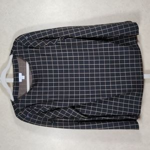 04146 J. Jill black & tan L/S ponte knit blouse M
